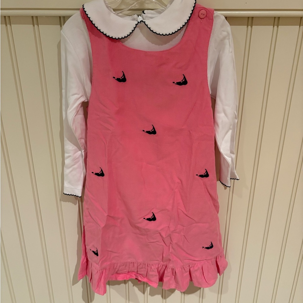 2-piece Pink Kids Dress with Nantucket island embroidery